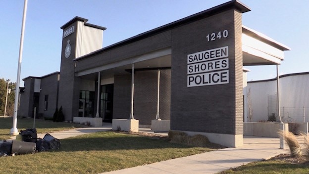 The offices of the Saugeen Shores Police Service are seen Thursday, Dec. 16, 2021. (Scott Miller / CTV News)