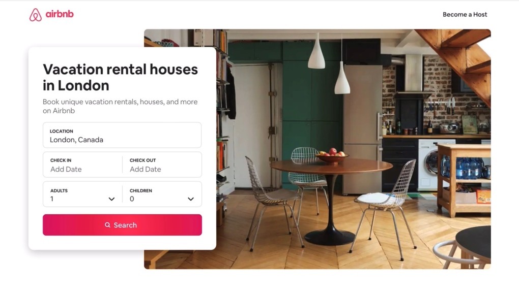Screenshot of Airbnb website searching for London accommodations. (Source: Airbnb)