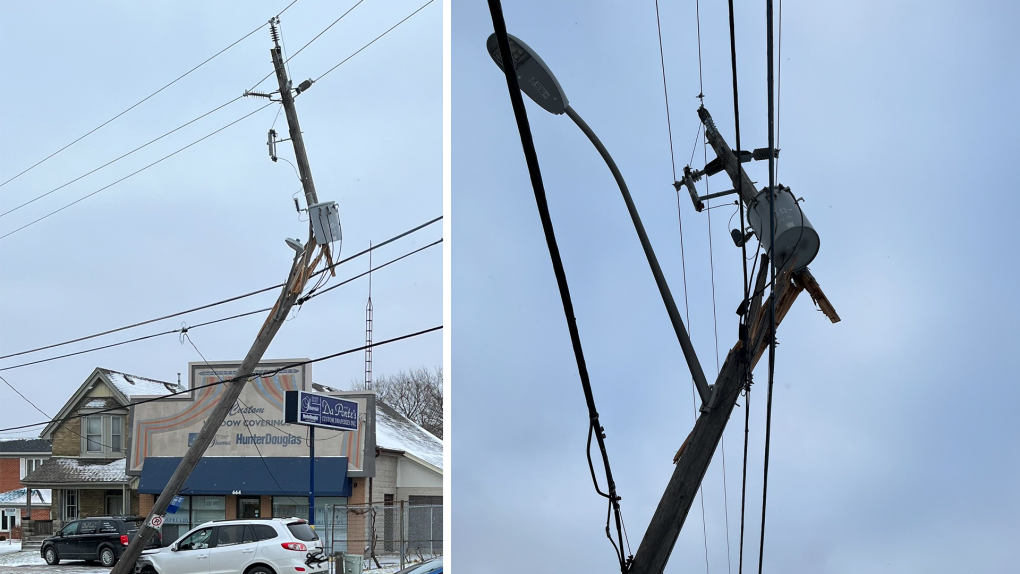 Crews were called to the scene of a crash that took out a hydro pole in London on Dec. 1, 2022. (Source: London fire)