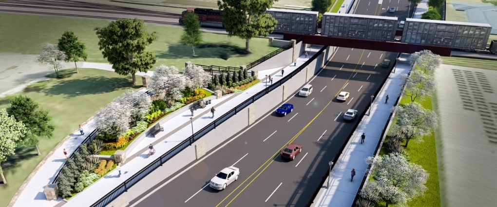 An artist rendering of the completed Adelaide Street underpass. (Source: City of London)