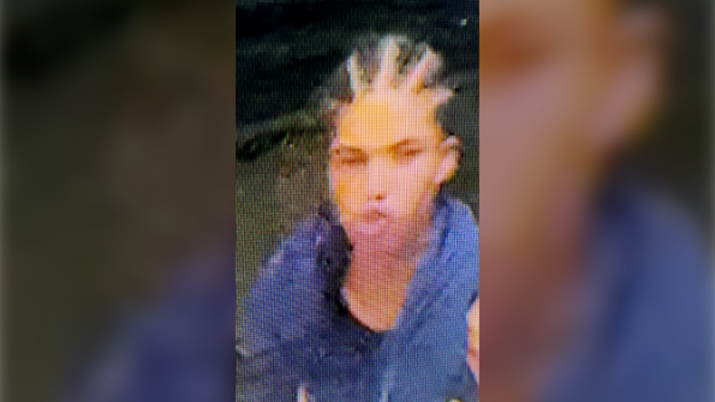 The London Police Service is looking for a person of interest allegedly involved in a weapons incident in downtown London in the early morning hours of May 27, 2022. He is described as male, Black, with a lighter complexion, in his early 20s, with braided hair in cornrows, a thin build, and wearing a black and blue hooded sweater, black shoes and dark pants. (Source: London Police Service)
