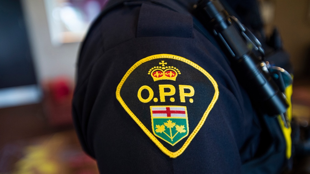An Ontario Provincial Police crest is displayed on the arm of an officer(. THE CANADIAN PRESS/Andrew Lahodynskyj)