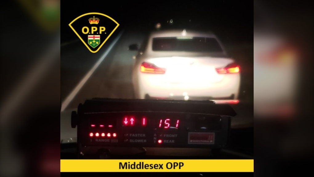 Middlesex OPP caught an 18-year-old Londoner driving nearly double the speed limit on Sept. 28, 2022. (Source: West Region OPP/Twitter)