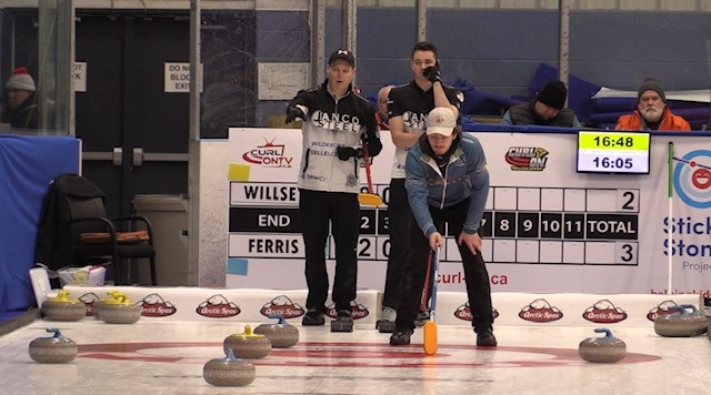 Curling action in Port Elgin at the Tankard and Scotties Ontario Curling Championships on Jan. 31, 2023. (Scott Miller/CTV News London) 