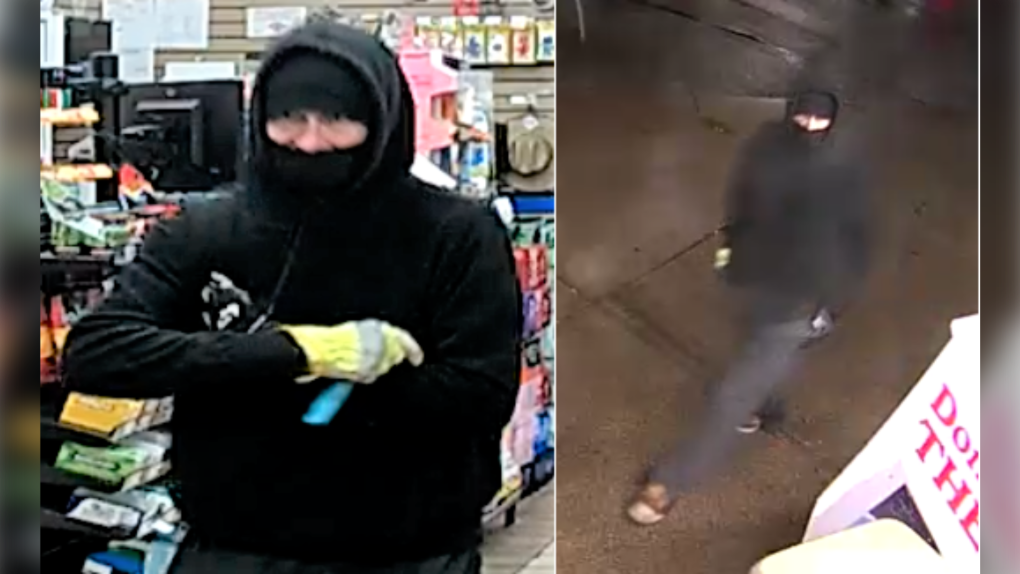 Sarnia police are looking for the person seen in these photos in relation to a robbery investigation. (Source: Sarnia police)