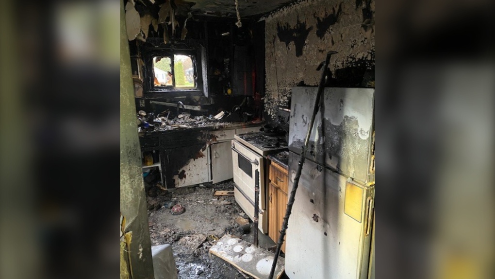 Interior damage was extensive following an early morning fire at a duplex on Victoria Street in Exeter, Ont. on Dec. 4, 2023. Fire Chief Jeremy Becker says the tenant was lucky to be alive because the unit had no working smoke alarms. (Scott Miller/CTV News London) 