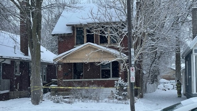 Crews responded to a fire at a home at 712 Adelaide St. N. in London, Ont., on Friday, Feb. 3, 2023. (Gerry Dewan/CTV News London)  