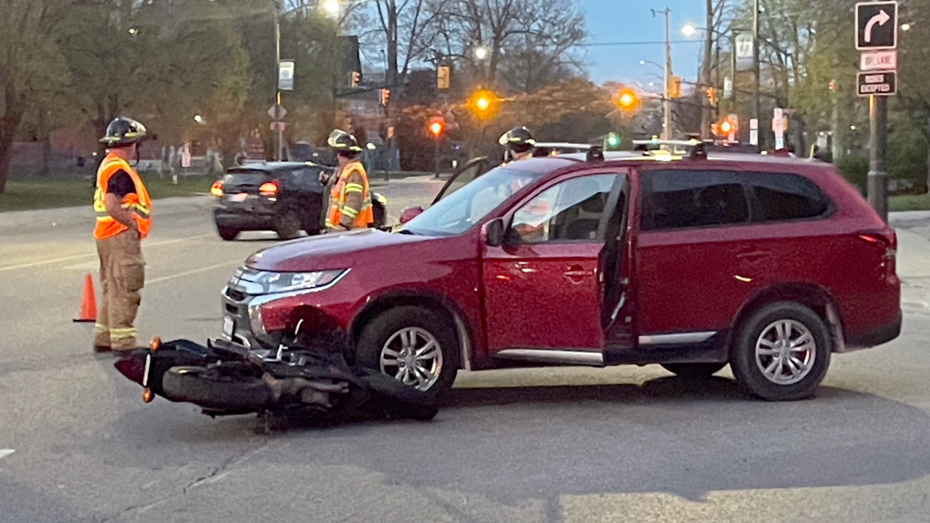 Person sent to hospital after collision with motorcycle | CTV News