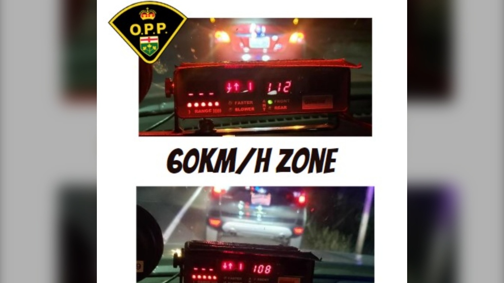 Two Londoners are facing stunt driving charges after Middlesex County OPP stopped them travelling at 112 and 108 km/h in a 60 km/h zone in June 2023. (Source: West Region OPP/Twitter)