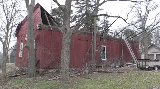 Byron barn partially collapsed