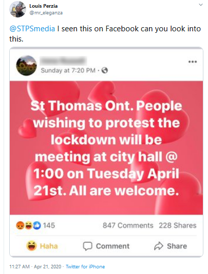 St. Thomas protest FB post