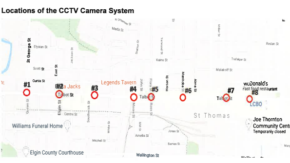 Locations of CCTV cameras in St. Thomas