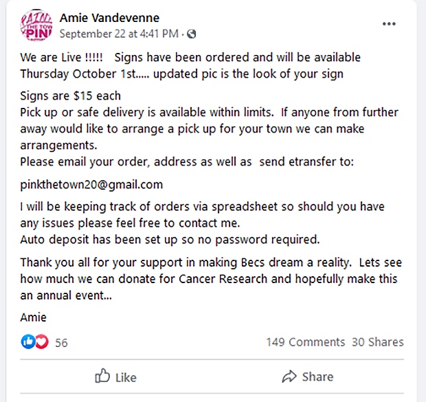 Paint the Town Pink on Facebook