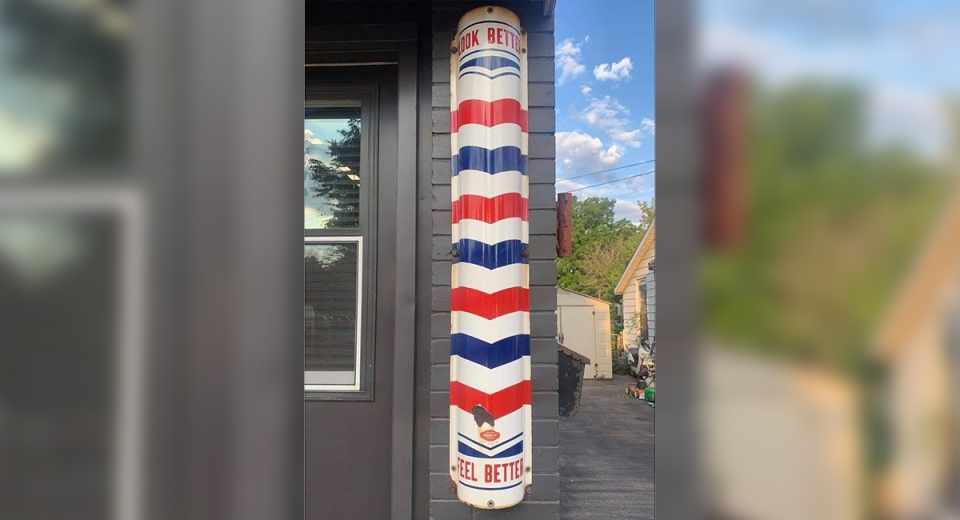 Photo of stolen pole from Blackcombe Barbershop