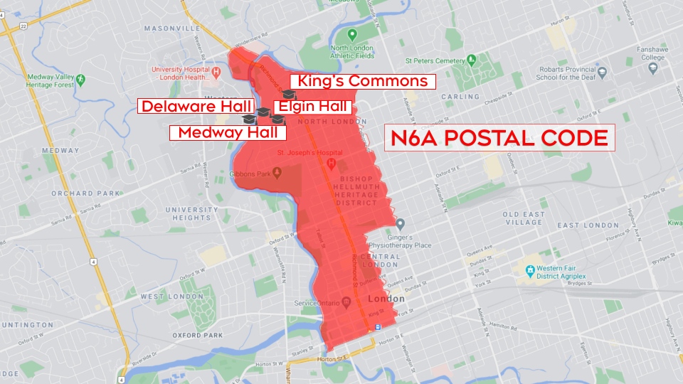 Western University residences and N6A postal code