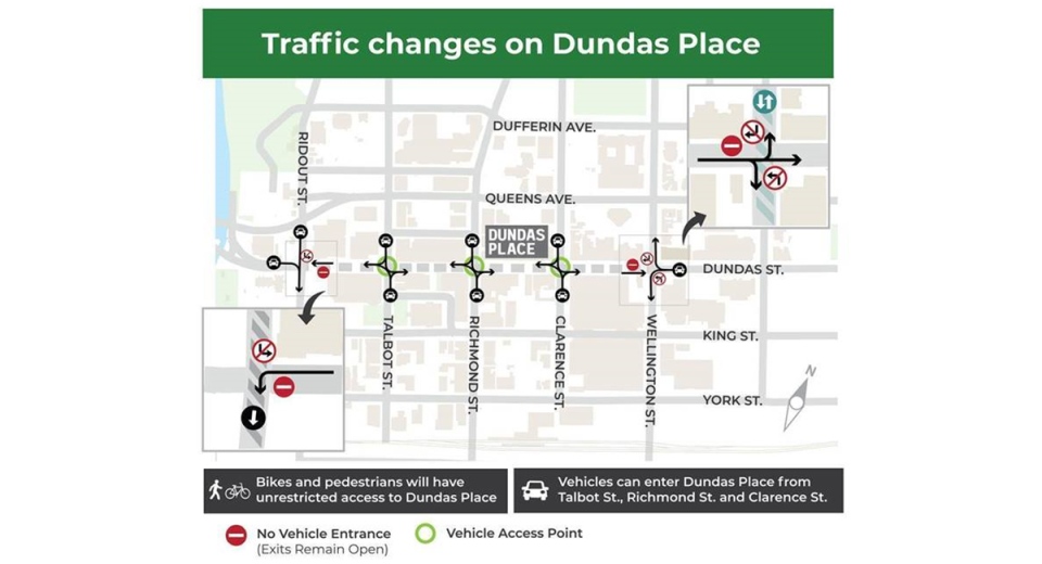 Traffic changes on Dundas Place