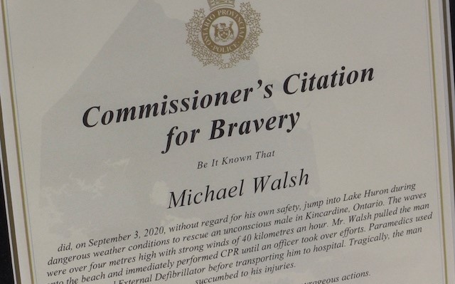 Mike Walsh Citation of Bravery - June 2022